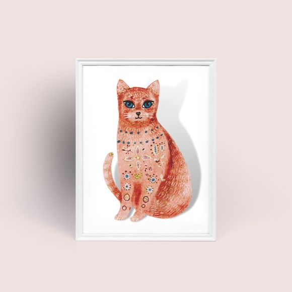 Cute Cat Portrait Illustration Wall Art Print Poster Unframed - Picture 5 of 5
